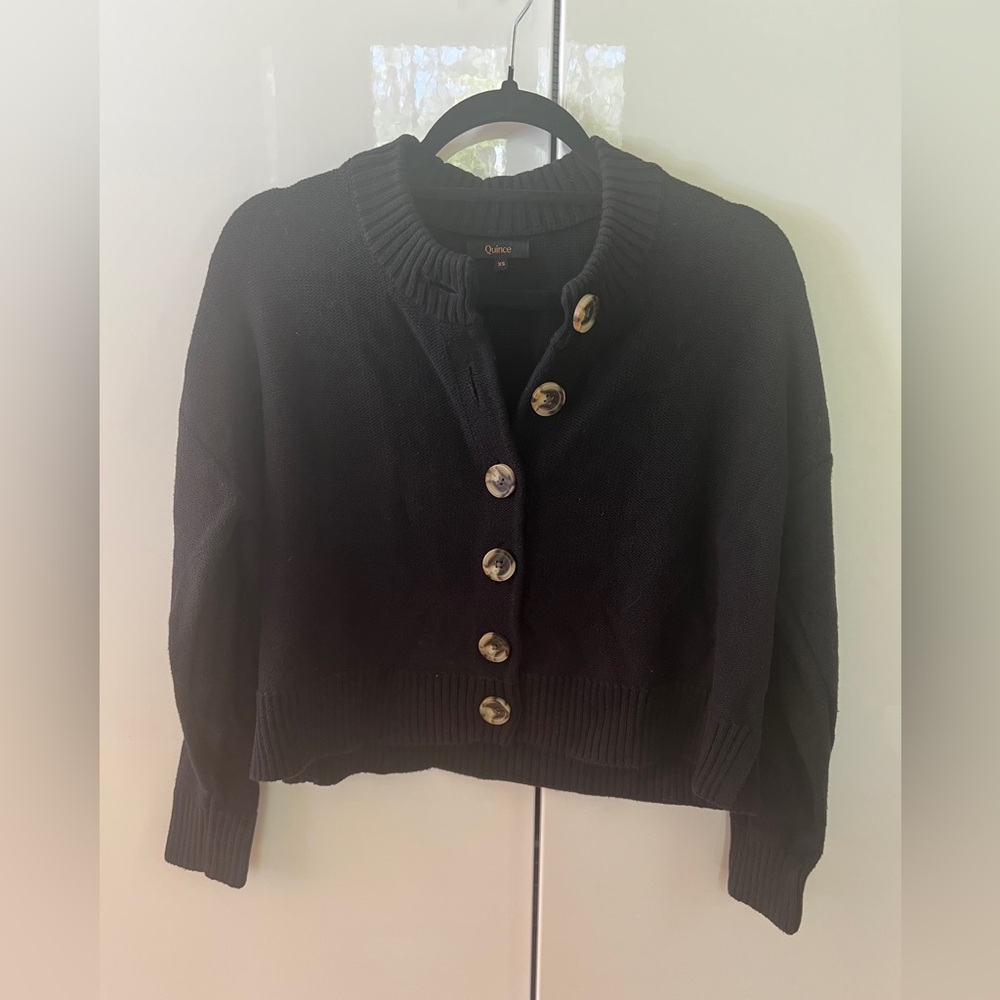 Quince Black Button-Up Cardigan